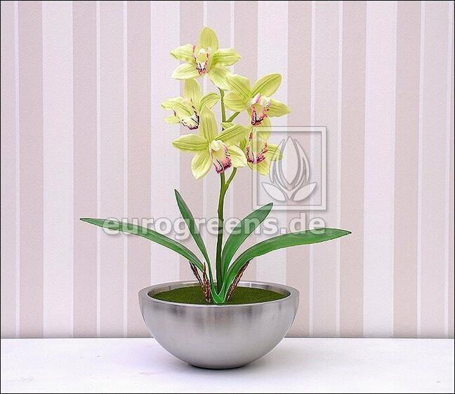 Keinotekoinen kasvi Orchidea Cymbidium vaaleanvihreä 50 cm