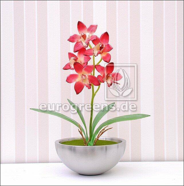 Keinotekoinen kasvi Orchidea Cymbidium viininpunainen 50 cm