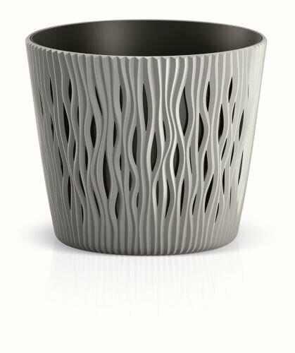 Kukkaruukku ja lisäosa SANDY ROUND harmaa kivi 18,9 cm