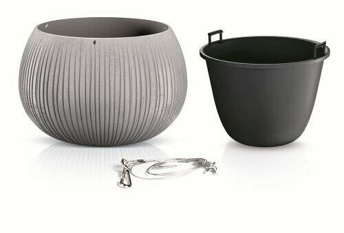Kukkaruukku, jossa terä ja terä. kaapeli BETON BOWL WS harmaa 37 cm
