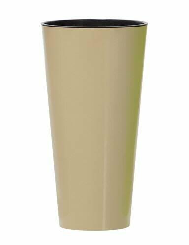 Kukkaruukku TUBUS SLIM + talletuskahvi, maito kiiltävä 20 cm